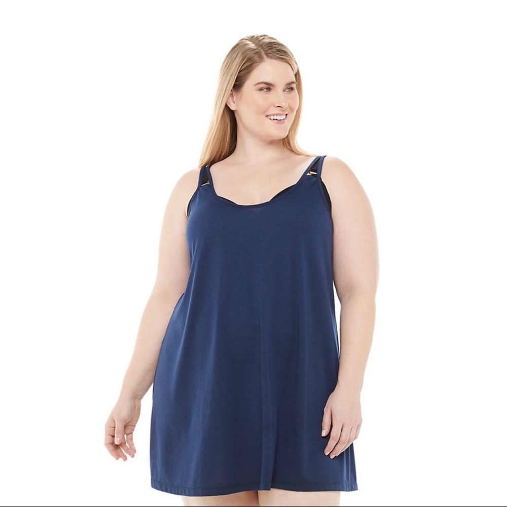 NWT Beach Scene Strappy Cover-Up Dress Blue Size 1X